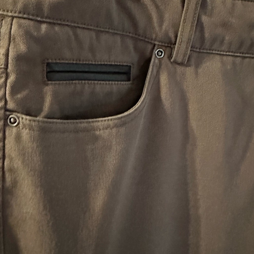 Ecru size 10 dark khaki colored pants. Very soft. Leather accents - Picture 5 of 7